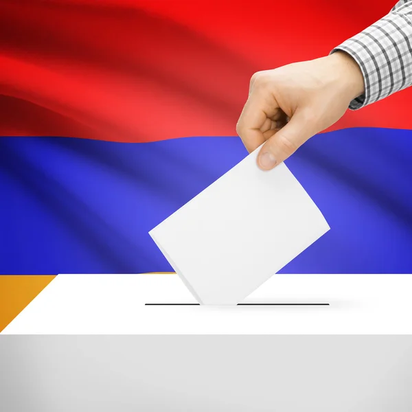 Hlasovací políčko s národní vlajkou na pozadí - Arménie — Stock fotografie
