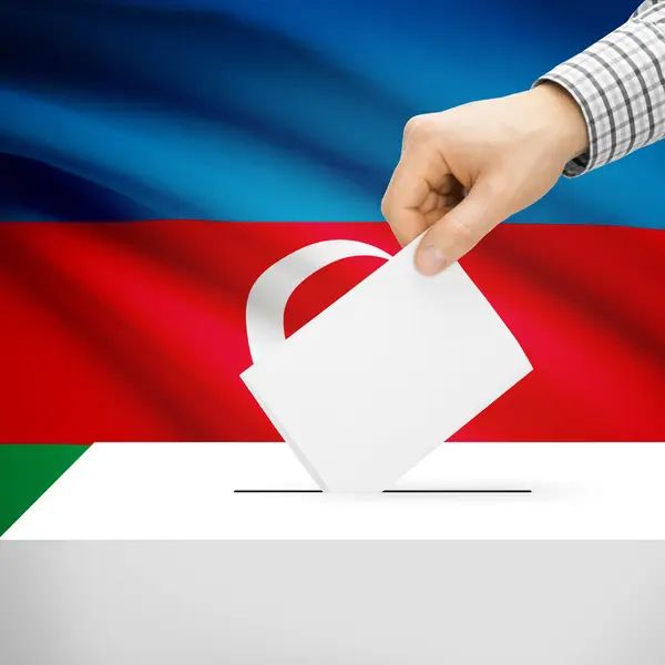 Ballot box with national flag on background - Azerbaijan — Stock Photo, Image