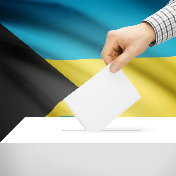 Ballot box with national flag on background - Bahamas — Stock Photo, Image