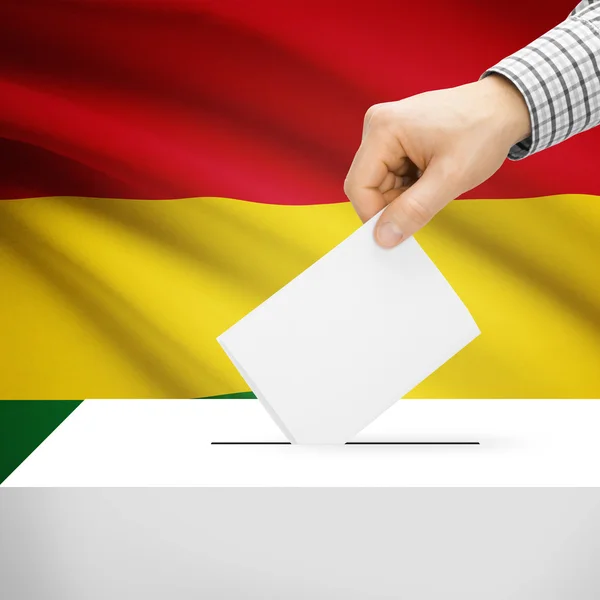 Ballot box with national flag on background - Bolivia — Stock Photo, Image