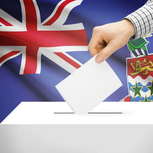 带国旗上的背景-开曼群岛的投票箱 — 图库照片