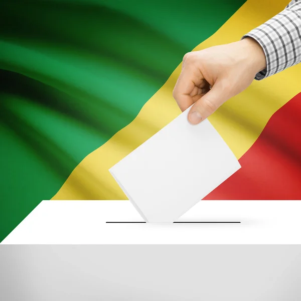 Ballot box with national flag on background - Republic of the Congo — Stock Photo, Image