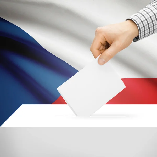 Ballot box with national flag on background - Czech Republic — Stock Photo, Image