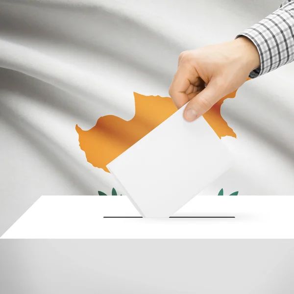 Ballot box with national flag on background - Cyprus — Stok Foto