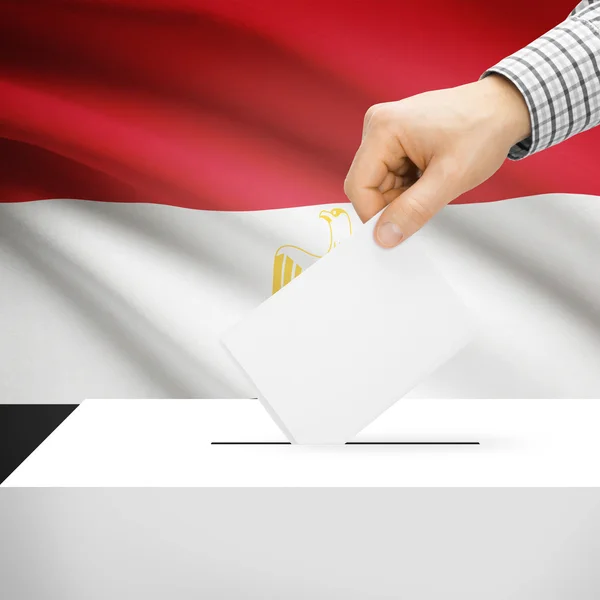 Ballot box with national flag on background - Egypt — Stock Photo, Image