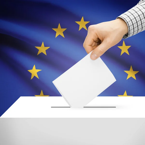 Hlasovací políčko s národní vlajkou na pozadí - Eu — Stock fotografie