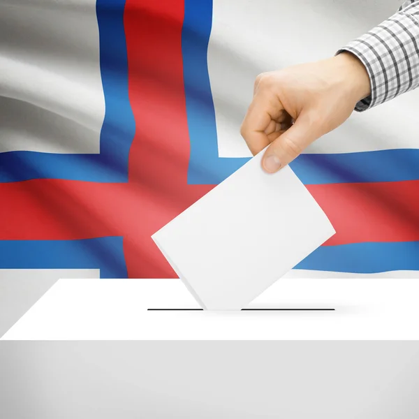 Ballot box with national flag on background - Faroe Islands — Stock Photo, Image