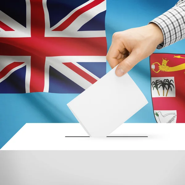 Ballot box with national flag on background - Fiji — Stock Photo, Image