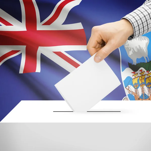 Szavazólapon doboz háttér - Falkland-szigetek zászlaja — Stock Fotó