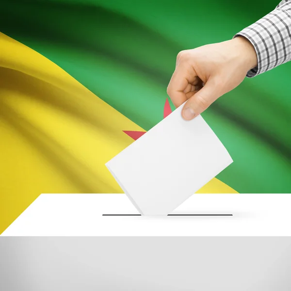 Ballot box with national flag on background - French Guiana — Stock Photo, Image