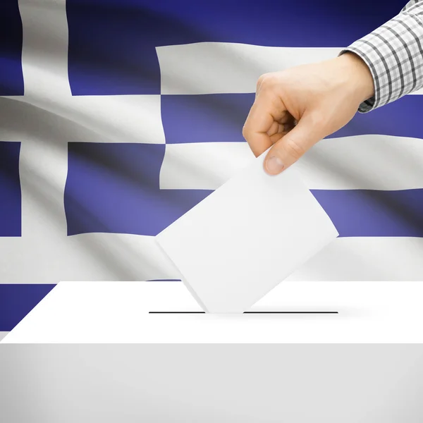 Ballot box with national flag on background - Greece — Stock Photo, Image