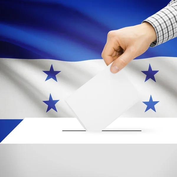 Stembus met nationale vlag op achtergrond - Honduras — Stockfoto