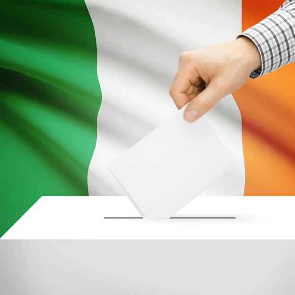 Ballot box with national flag on background - Ireland — Stock Photo, Image