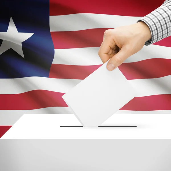 Ballot box with national flag on background - Liberia — Stock Photo, Image