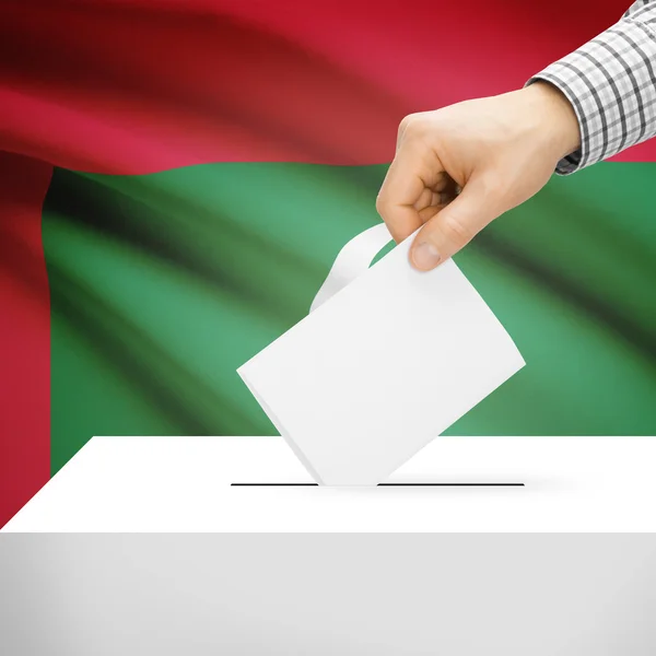 Ballot box with national flag on background - Maldives — Stock Photo, Image