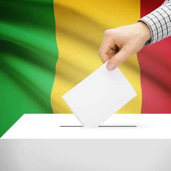 Ballot box with national flag on background - Mali — Stock Photo, Image