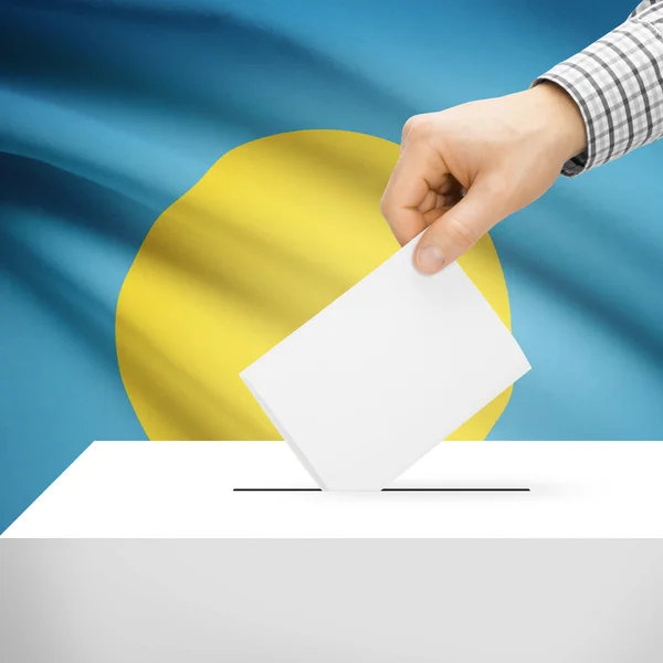 Ballot box with national flag on background - Palau — Stock Photo, Image