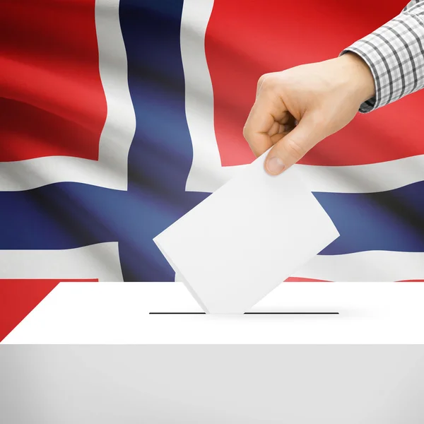 Ballot box with national flag on background - Norway — Stock Photo, Image