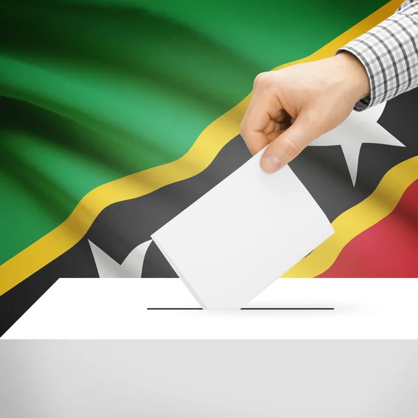 Ballot box with national flag on background - Saint Kitts and Nevis — Stock Photo, Image