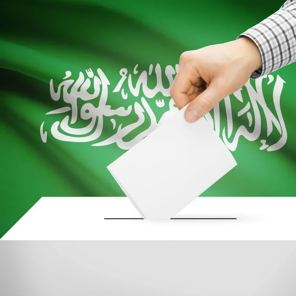 Ballot box with national flag on background - Saudi Arabia — Stock Photo, Image