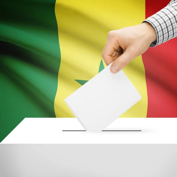 Ballot box with national flag on background - Senegal — Stock Photo, Image