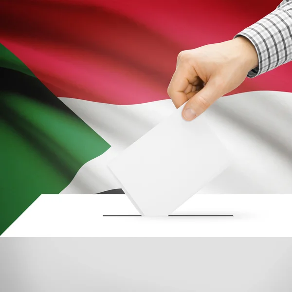 Ballot box with national flag on background - Sudan — Stock Photo, Image