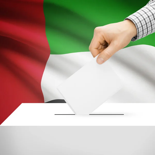 Ballot box with national flag on background - United Arab Emirates — Stock Photo, Image