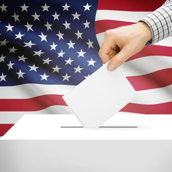 Ballot box with national flag on background - United States — Stock Photo, Image