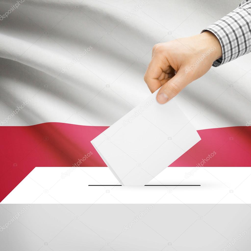Ballot box with national flag on background - Poland