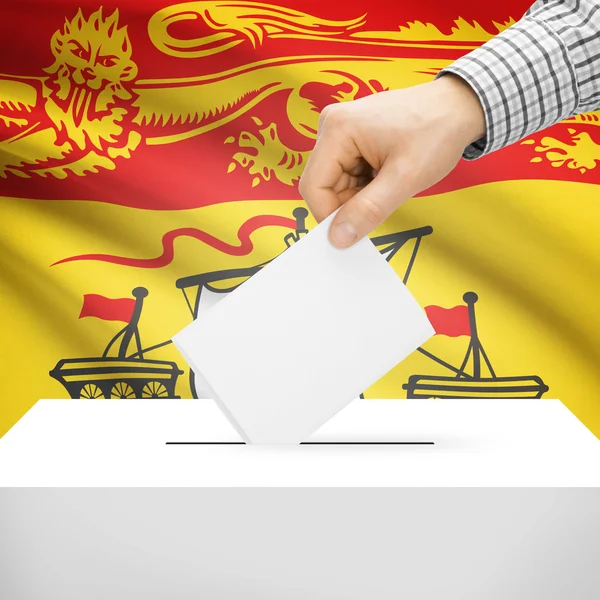 Ballot box with Canadian province flag on background - New Brunswick — Stock Photo, Image