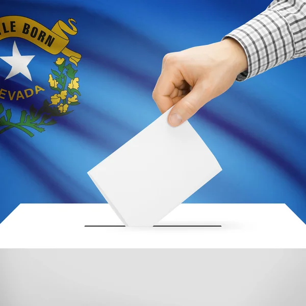 Ballot box with US state flag on background - Nevada — Stock Photo, Image