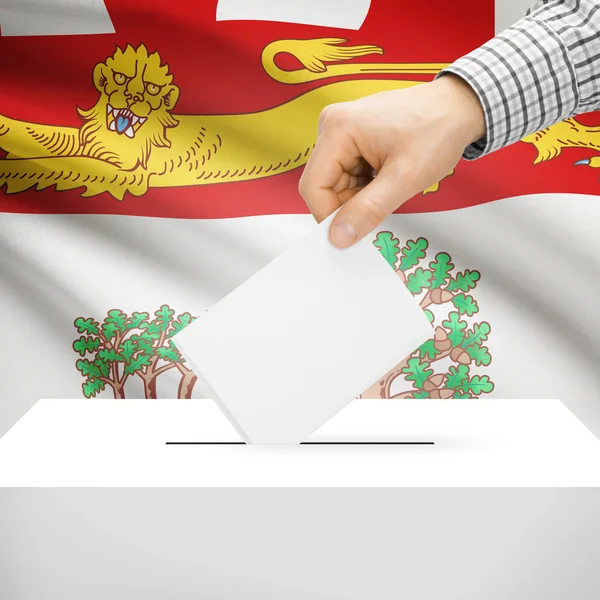 Hlasovací políčko s kanadské provincie vlajky na pozadí - ostrov Prince Edwarda — Stock fotografie