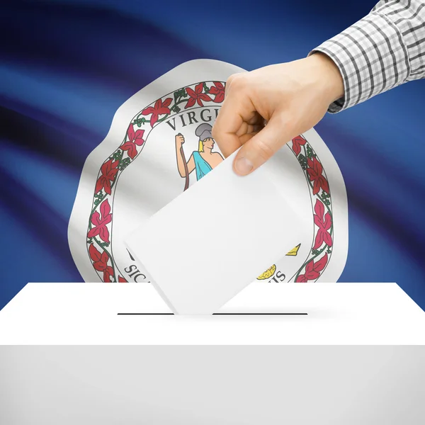 Ballot box with US state flag on background - Virginia — Stock Photo, Image