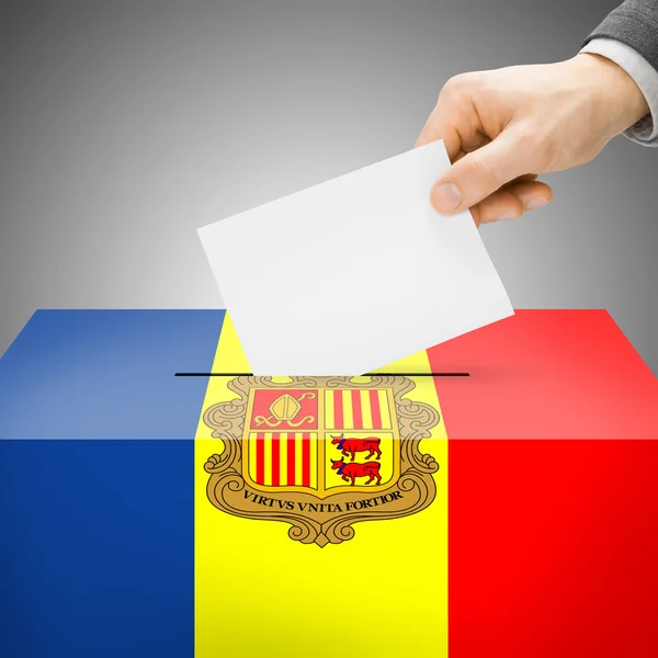 Ballot box painted into national flag - Andorra — Stock Photo, Image