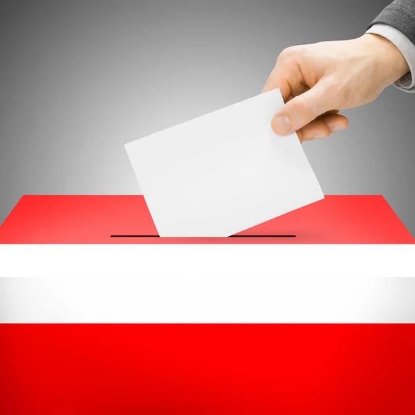 Ballot box painted into national flag - Austria — Stock Photo, Image