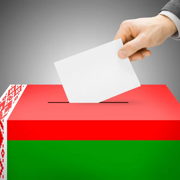 Ballot box painted into national flag - Belarus — Stok Foto