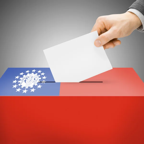 Ballot box painted into national flag - Burma — Stock Photo, Image