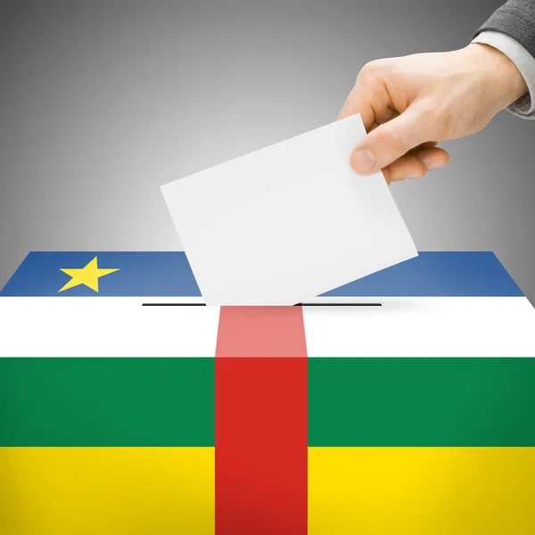 Ballot box painted into national flag - Central African Republic — Stock Photo, Image
