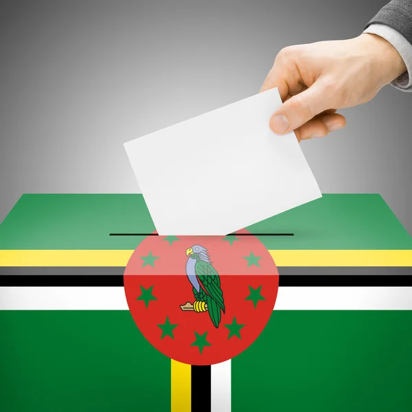 Ballot box painted into national flag - Dominica — Stock Photo, Image