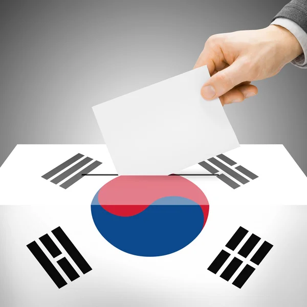 Ballot box painted into national flag - South Korea — Stock Photo, Image