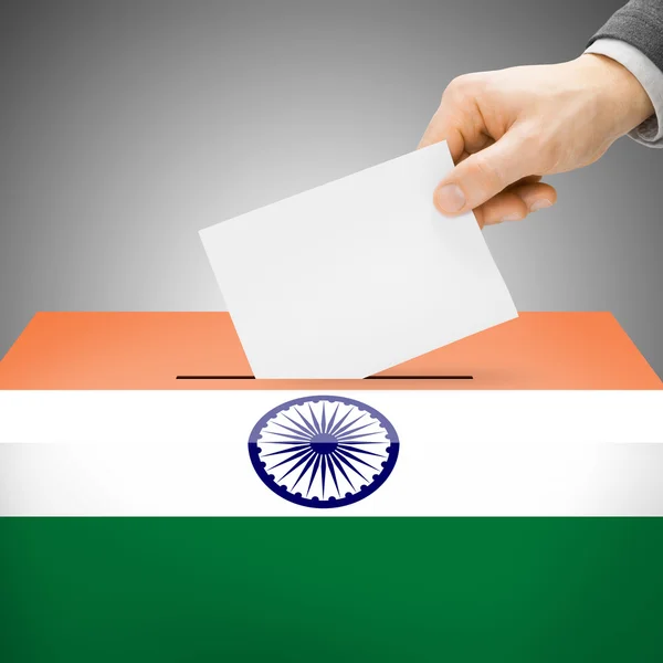 Ballot box painted into national flag - India — Stock Photo, Image