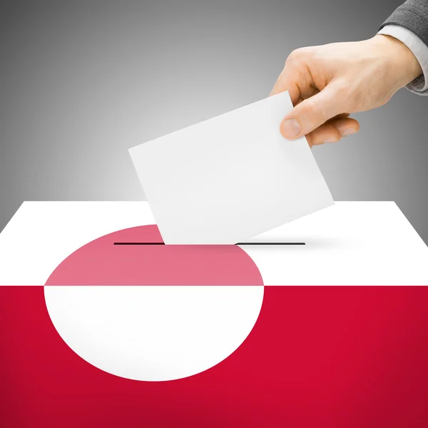 Ballot box painted into national flag - Greenland — Stock Photo, Image