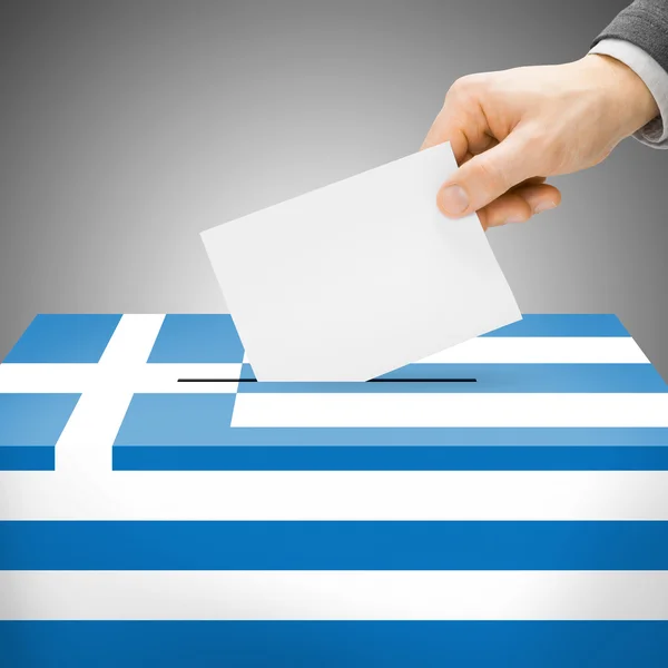 Oy sandığı ulusal bayrak - Yunanistan boyalı — Stok fotoğraf