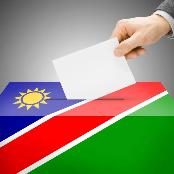 Ballot box painted into national flag - Namibia — Stock Photo, Image