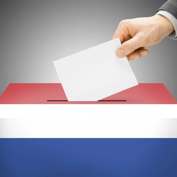 Ballot box painted into national flag - Netherlands — Stock Photo, Image