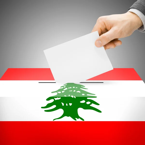 Ballot box painted into national flag - Lebanon — Stock Photo, Image