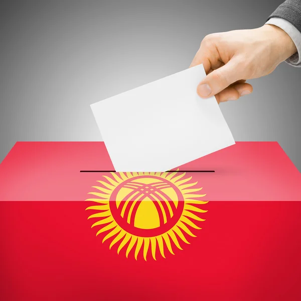 Ballot box painted into national flag - Kyrgyzstan — Stock Photo, Image