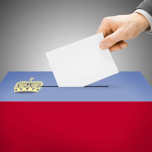 Ballot box painted into national flag - Liechtenstein — Stock Photo, Image