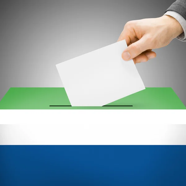 Ballot box painted into national flag - Sierra Leone — Stock Photo, Image