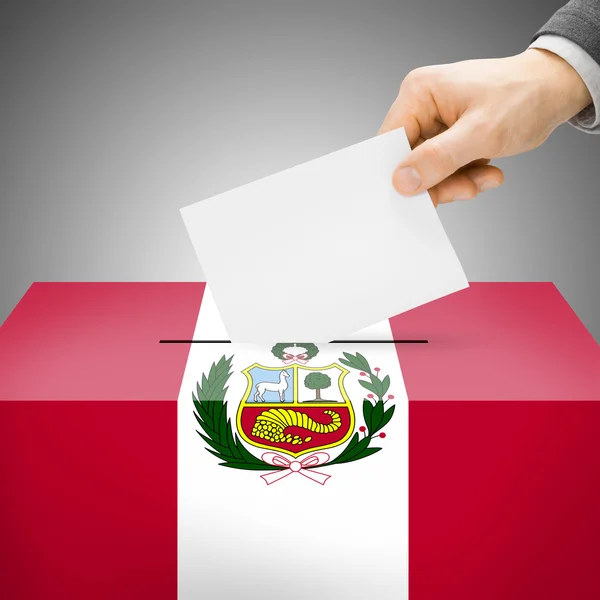 Ballot box painted into national flag - Peru — Stock Photo, Image